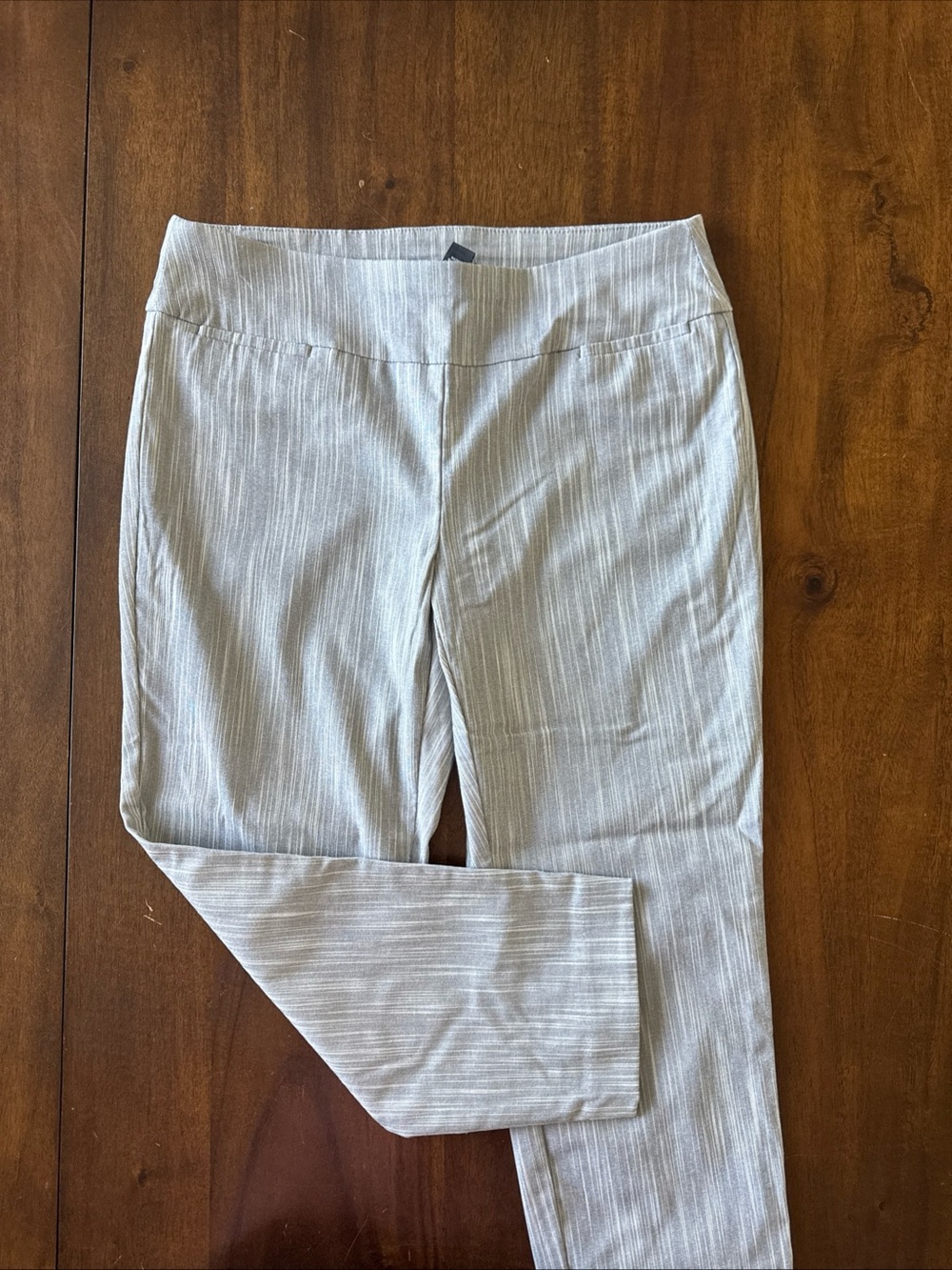 Alfani Womens Cropped Pants Capri Size 8 Gray Variegated Wide Pull On Waistband